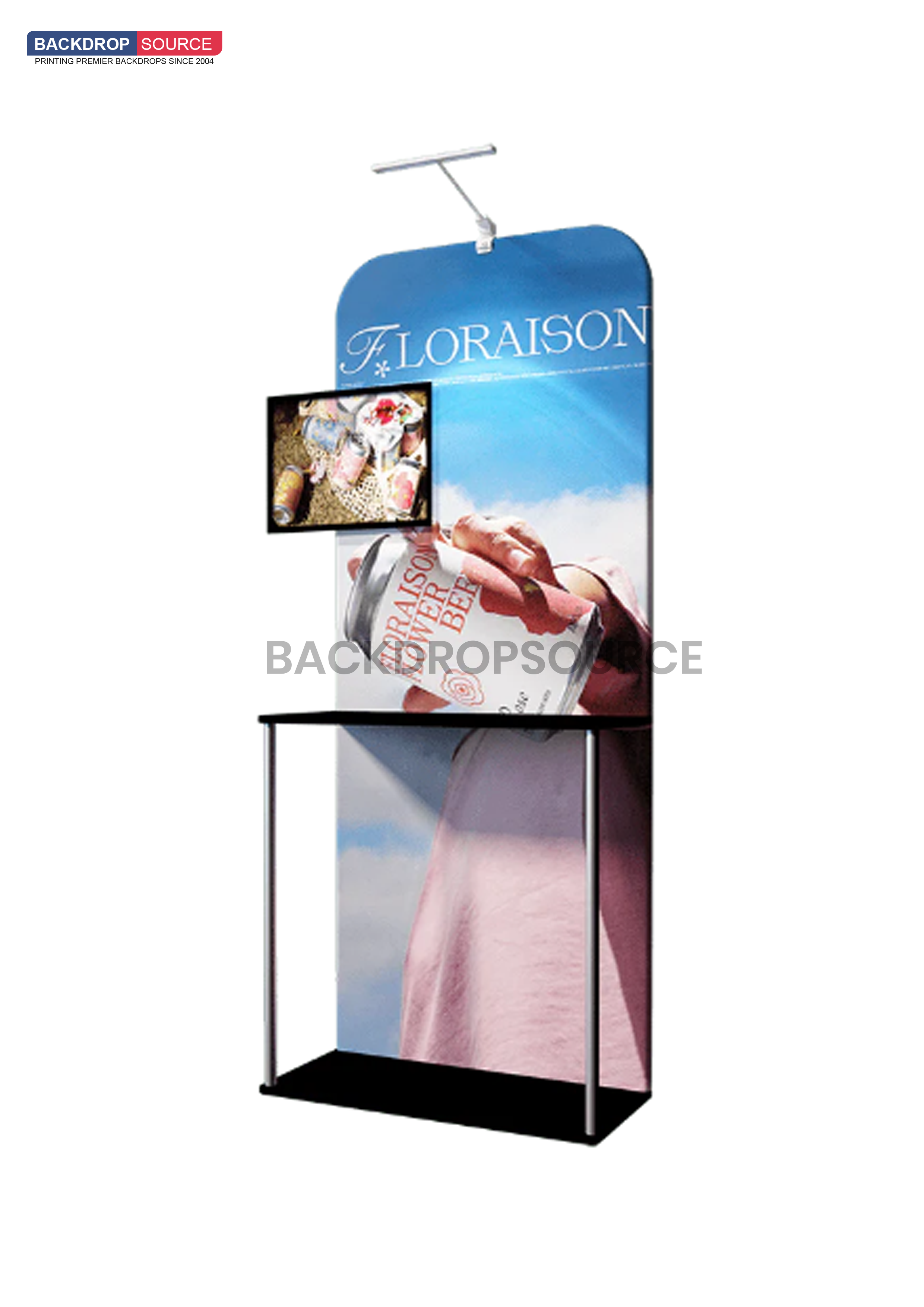 Exhibit Display stand with Shelves & TV mount