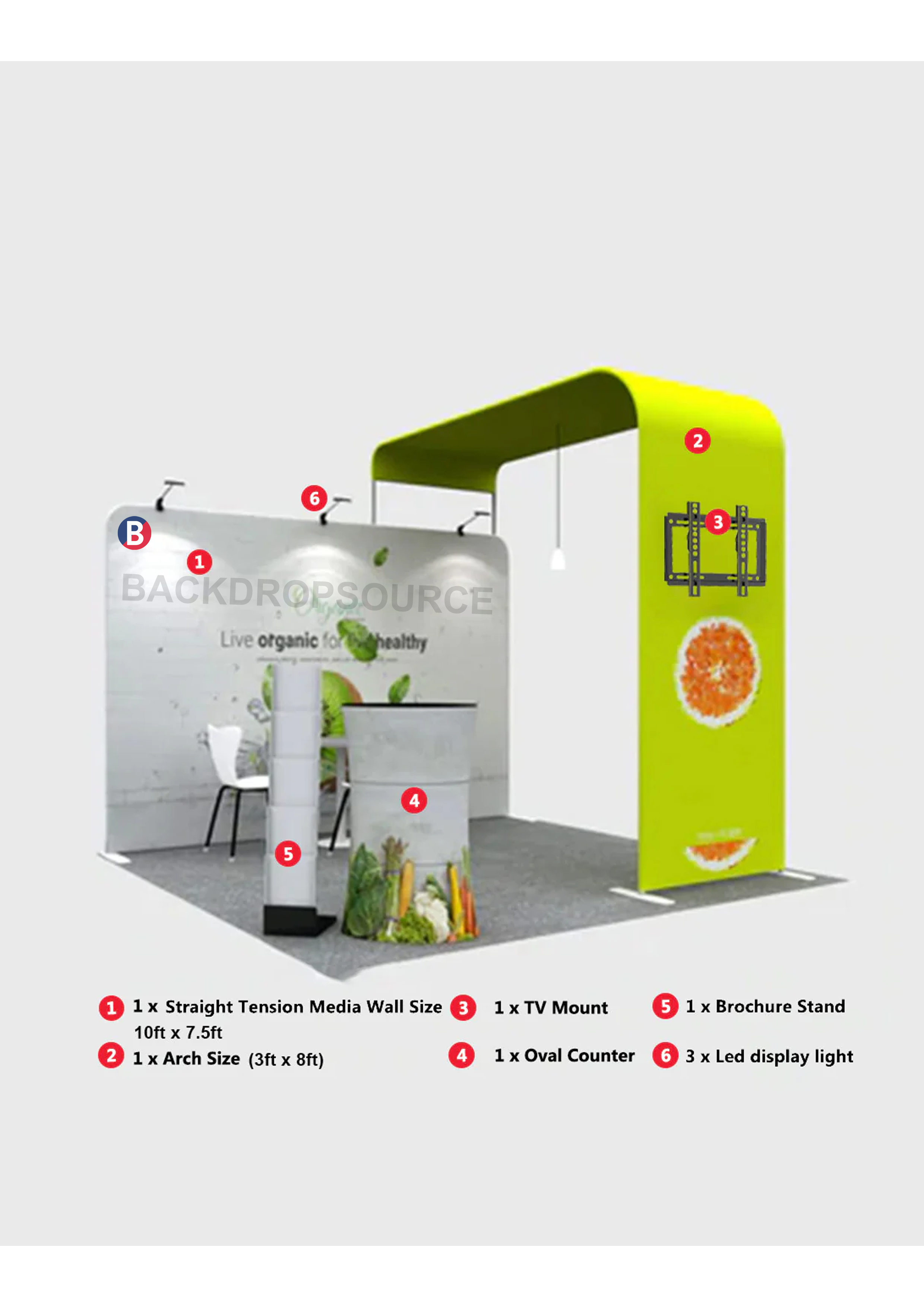 Modular L Arch TV Display Exhibition Kit for 3m Wide Booths