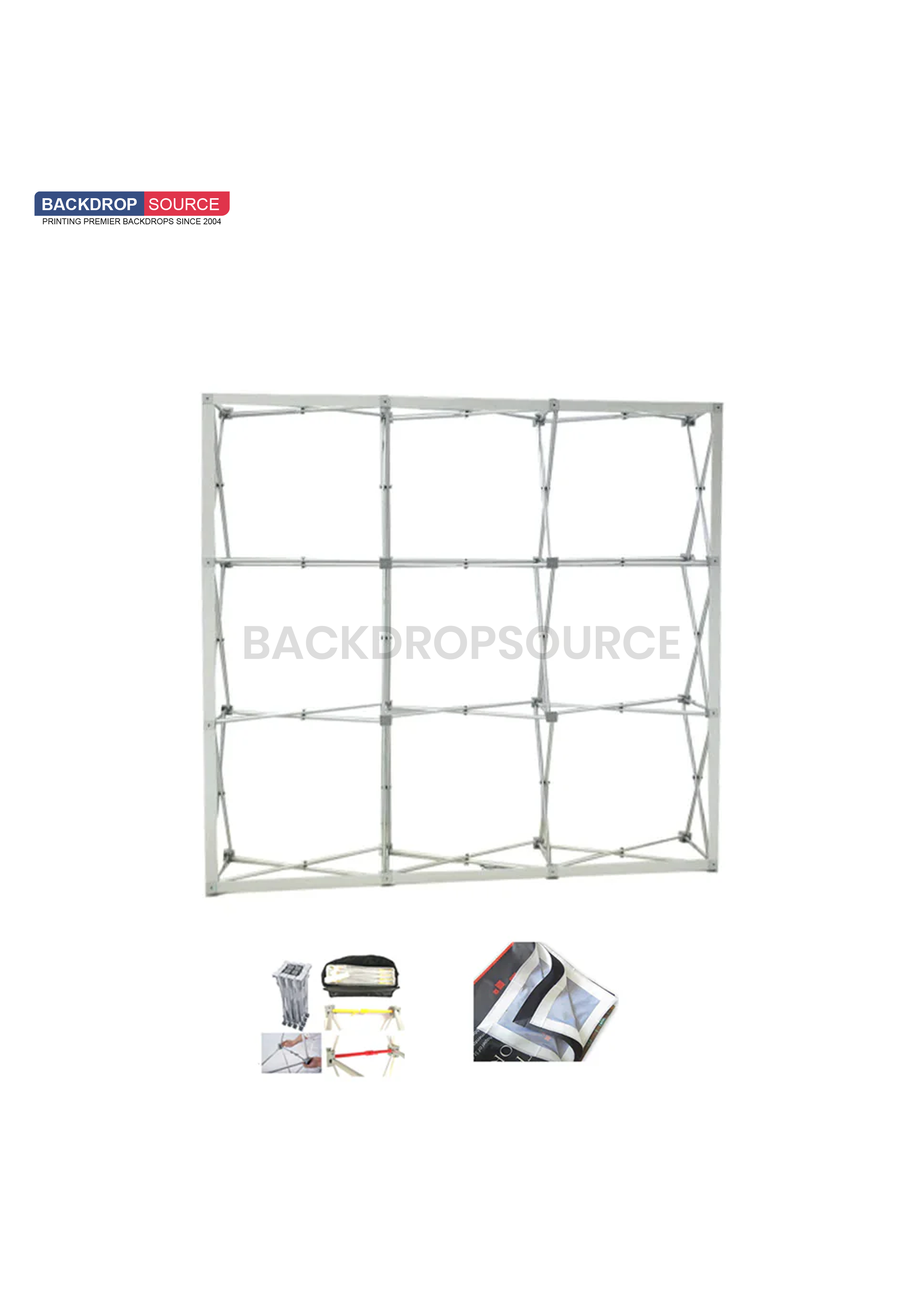 Popup Straight Backwall Kit with Clamping Lights