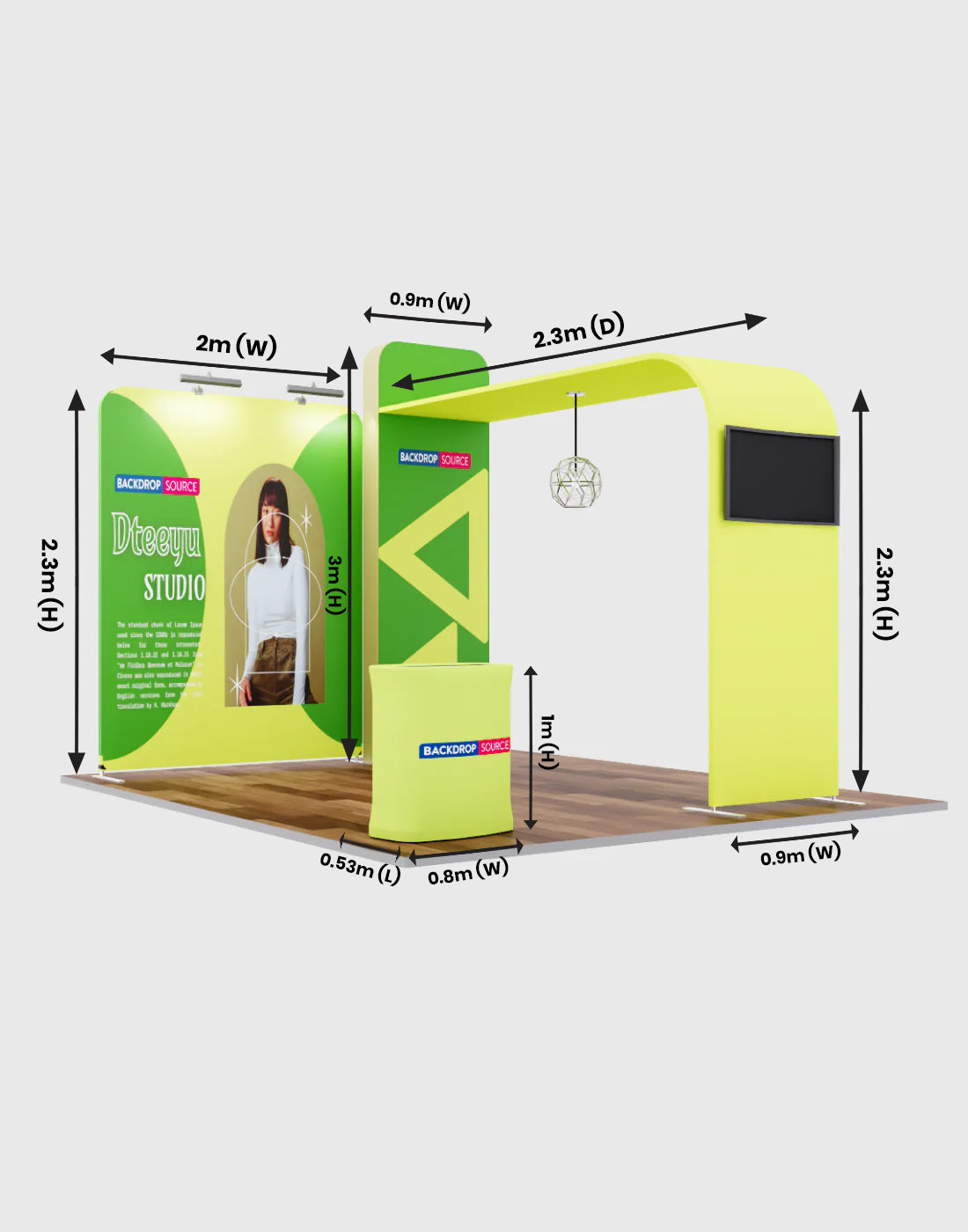 Premium Modular L Arch TV Display Exhibition Kit for 3m Wide Booths