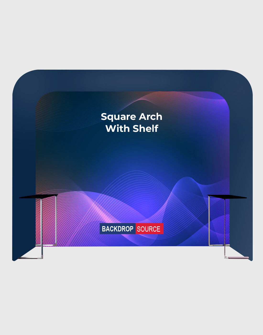 Square Arch Trade Show Booth with Shelf